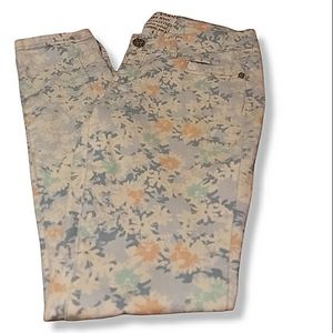HOT KISS SKINNY LILY STRETCH  CREAM FLORAL DENIM JEANS SIZE 4